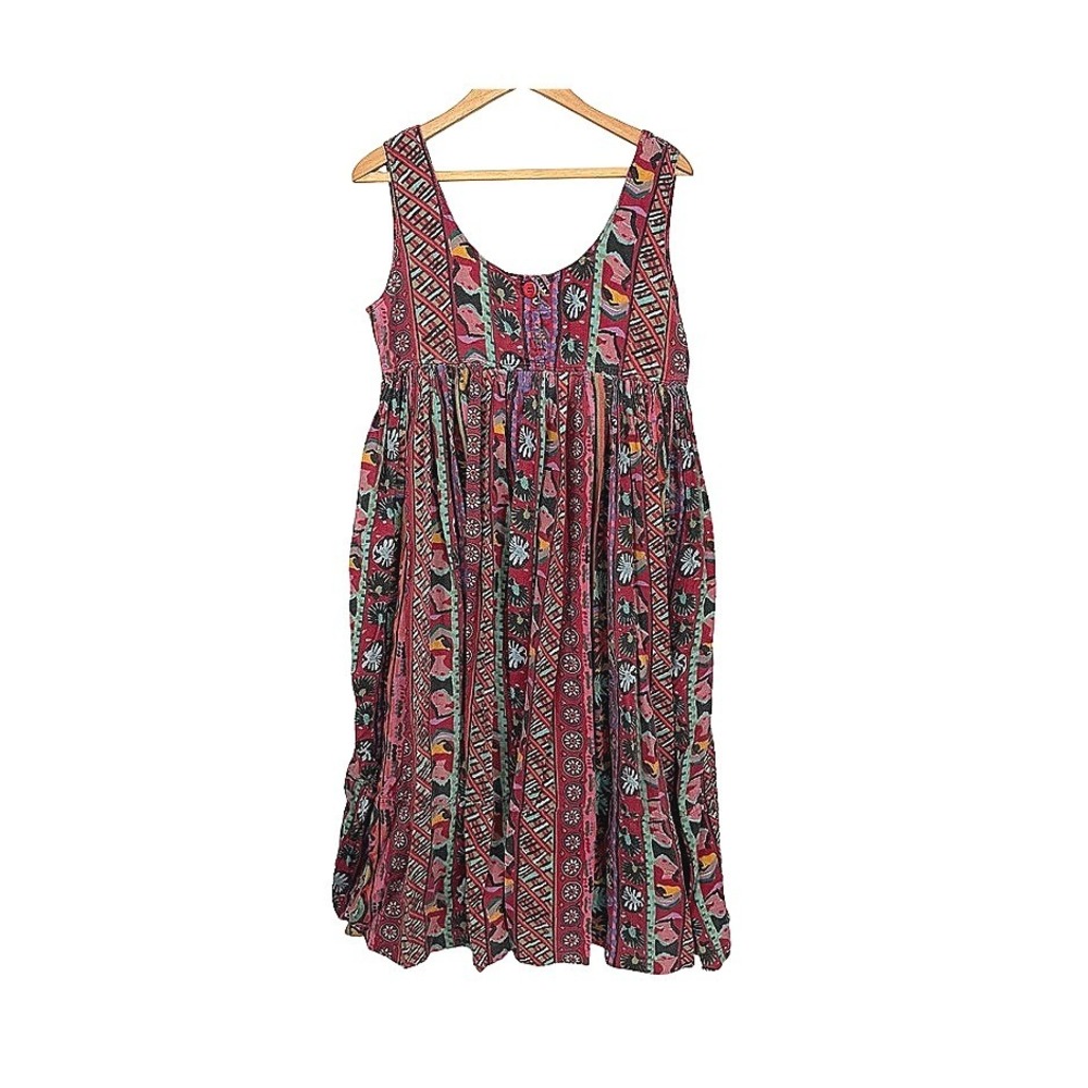 Erika‎ Taylor Sport Dress Abstract Geometric Sleeveless Boho VTG Size MD *FLAWED